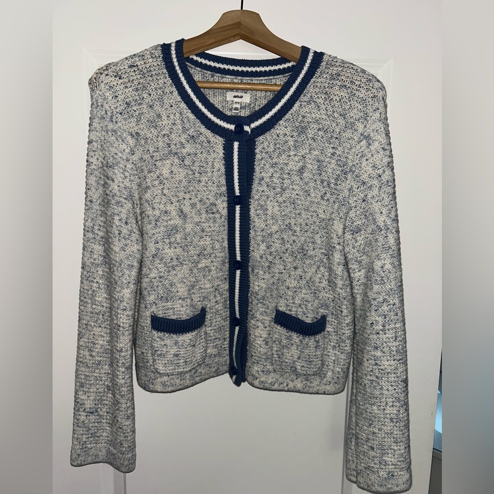 Aerie Navy and Cream Cardigan Button Up Sweater